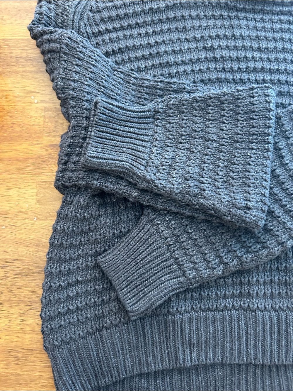 Universal Thread Men's Charcoal Waffle-Knit Crewneck Sweater